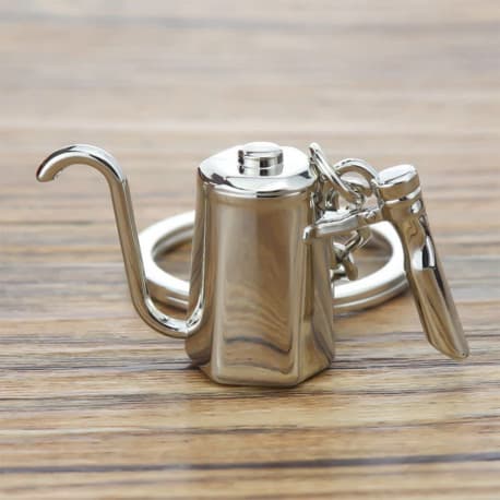 Mibru Coffee Keychain, Drip Pot Shape - Silver
