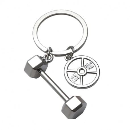 Mibru Coffee Keychain, Gym Weights Shape - Silver