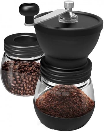 MIBRU Coffee Grinder Manual Glass Jar Black