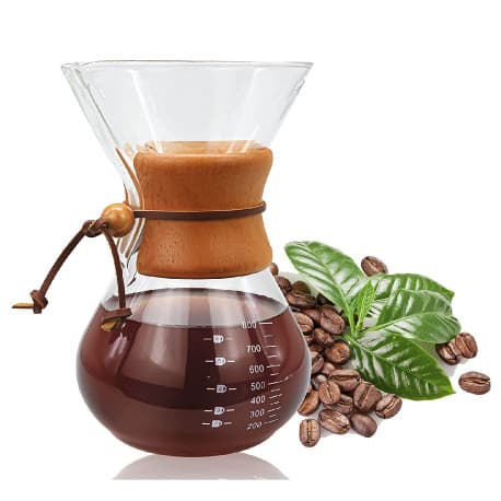Coffee glass drip pot wood neck 800ml