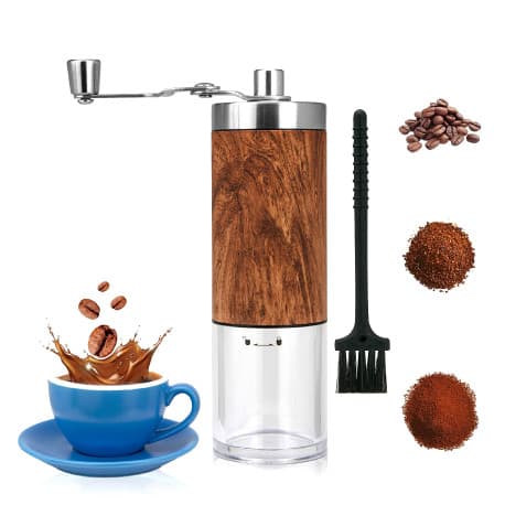 Mibru Stainless Steel Manual Coffee Grinder with Wooden Body