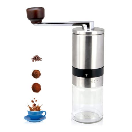 Mibru Stainless Steel Manual Coffee Grinder - Stainless Steel Burr