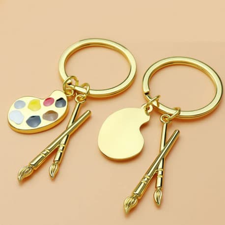 Mibru Coffee Keychain, Artists Feathers & Colors Shape - Golden