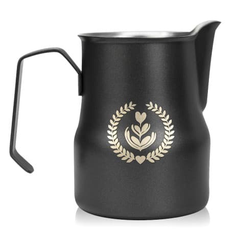 Mibru Professional 350ml Stainless Steel Milk Pitcher with Logo - Black