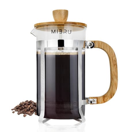 Mibru Glass French Coffee Press Maker with Bamboo Handle and Lid - 600 ml