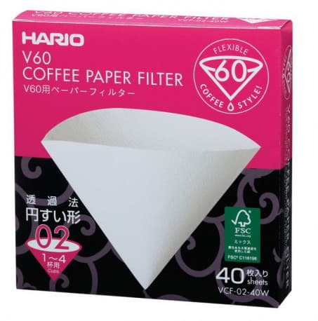 Hario V60 Paper Filter 02, White - 40 Sheets
