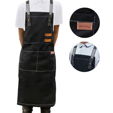 MIBRU Apron Barista Fabric Black Expandable Straps