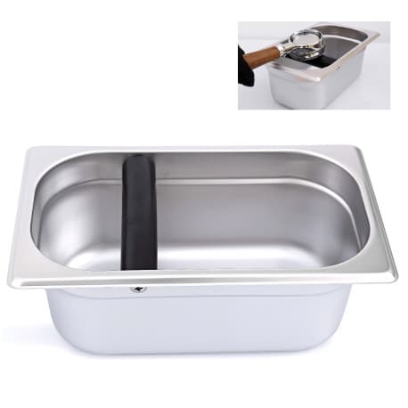 MIBRU Coffee Knock Box Wide Stainless Steel Container | Barista Coffee Grind Dump Bin Waste | Absorbent Detachable Barista Style