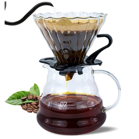 طقم تقطير V60 زجاجي مع قمع زجاجي من ميبرو مقاس 02