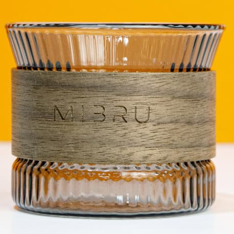 MIBRU Coffee Glass Cup Wooden Ring Holder Small 130 ml Black Coffee Cup Espresso Cup Latte Art