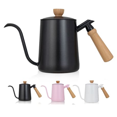 MIBRU Drip V60 Kettle Goose neck With Lid Coffee Tea Wood Handle 600ml Black