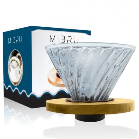 COFFEE GLASS DRIPPER WOOD RING V60 02 SMOKY BLACK