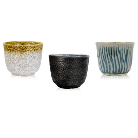 Set of 3 ceramic specialty coffee cups for espresso and latte