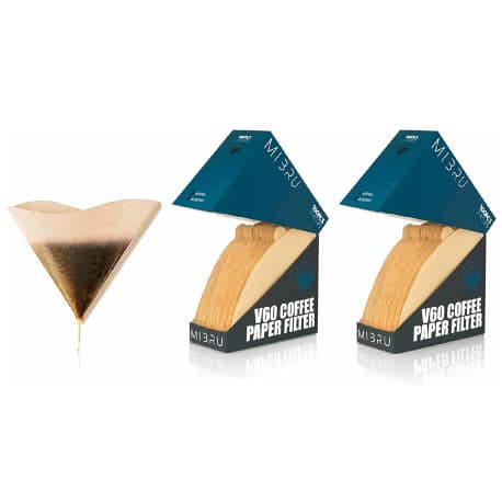 MIBRU Coffee Paper Filter V60 2-4Cups 200PCS With Box Set Brown Set of 2