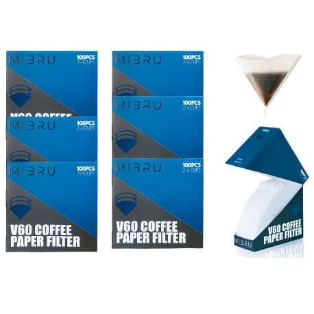 Mibru Coffee Paper Filters, White - 6 Boxes/100 Pcs