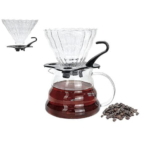 طقم تقطير v60 الة قهوة مكونة من قمع زجاجي وسيرفر زجاجي
