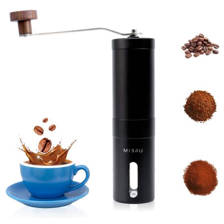 MIBRU Portable Manual Coffee Beans Grinder Black With wooden Hand