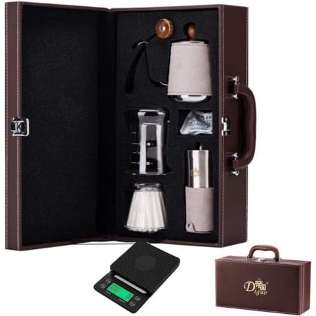 Complete filter coffee bag grey with scale