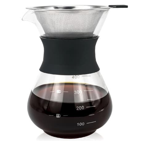 Coffee reusable filter with glass drip
