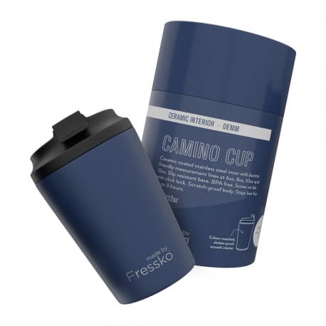 Denim Ceramic Interior Reusable Cup 12oz - Fressko