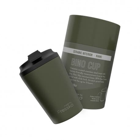 Khaki Ceramic Interior Reusable Cup 8oz - Fressko