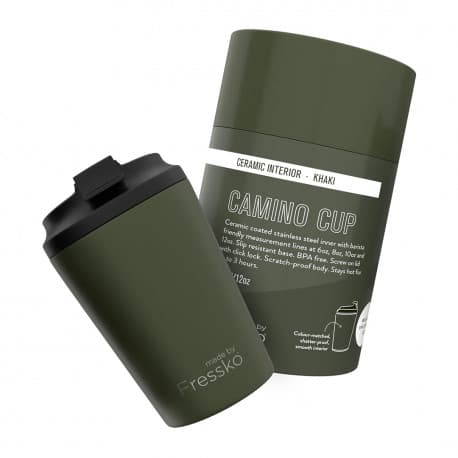 Khaki Ceramic Interior Reusable Cup 12oz - Fressko