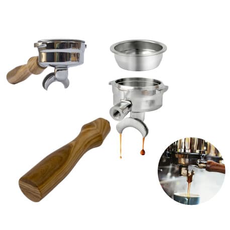 Coffee Professional Universal 58mm coffee portafilter dual spout olive wood