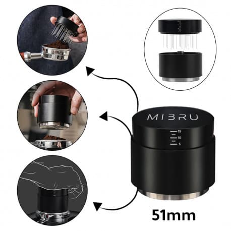 Coffee leveled ripple tamper with needle distributer 51mm