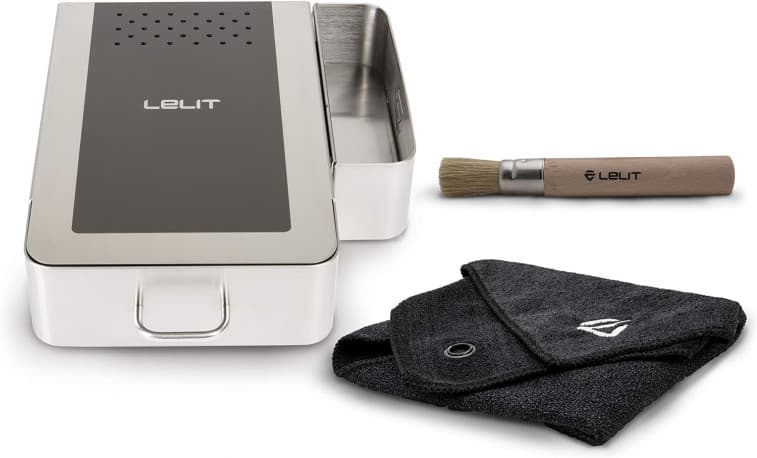 Lelit - Lelit Knock Box Drawer With Cloth And Brush, Silver/Black