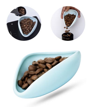 Coffee tea and ceramic doser plate light blue