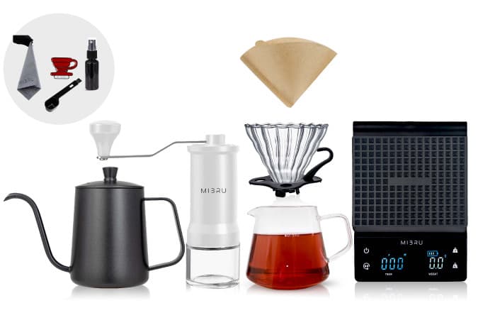 MIBRU V60 Coffee Maker Set Of 7 Pcs with coffee bag