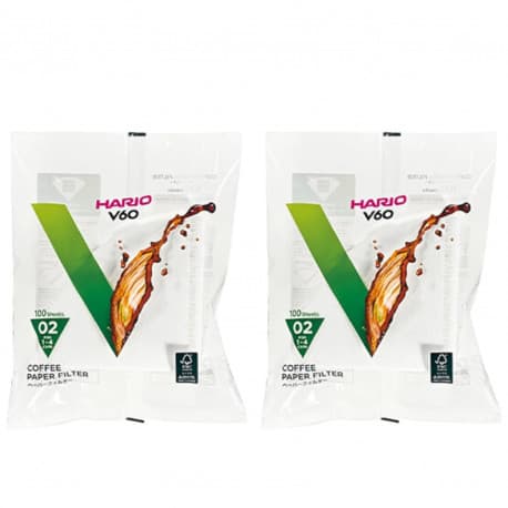 Hario Paper Coffee Filters, Size 02, White, Tabbed