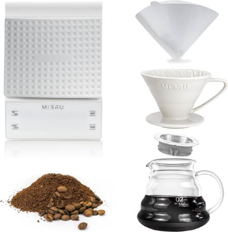 Drip Brew Set Contains Pieces To Drip and Filter Coffee (V60 Drip set 4 pcs)