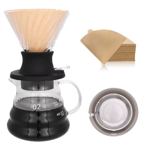 V60 Coffee Set package of 3 pieces with a distillation funnel using the Clever method