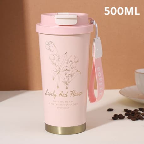 Vacuum thermos cup 500ml pink