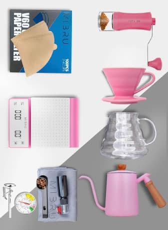 V60 professional set pink color with scale and Jug preparation