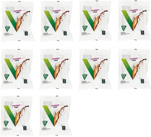 HARIO V60-02 Bleached Paper Filters - Bundle of 100 Sheets X Pack of 10