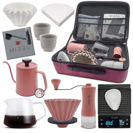 MIBRU Coffee G2 travel set for drip 14 in 1 - Pink
