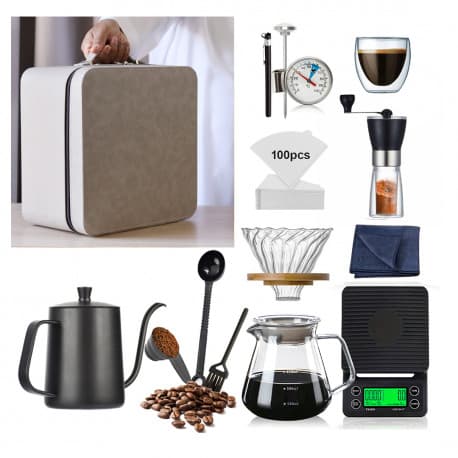 V60 Set – Pour Over Coffee set with Bag, 13pcs, Omran cart Special Edition for Coffee Lovers