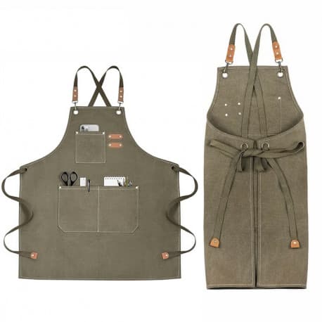 Apron Extra Large Brownish Grey Size Pure Cotton Unisex Fit for Adults Men and Women Double Pockets Ideal for Barista