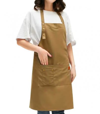 Brown Waterproof Apron Unisex Fit for Adults Men and Women Double Pockets Front Button Ideal for Barista Cafe Shop