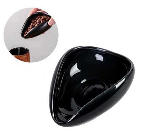 Ceramic Dosing Cup/Tray for Coffee & Tea, Black, Coffee Bar Accessories, Espresso Coffee Bean Dosing Cup