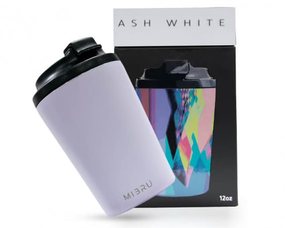MIBRU 12OZ CEREAMIC INTERIOR CUP ASH WHITE