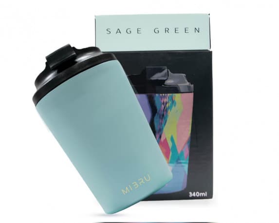 MIBRU 12OZ CEREAMIC INTERIOR CUP SAGE GREEN