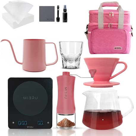 Coffee set for v60-01 drip coffee with pink bag from mibru