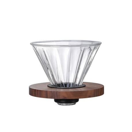 4 Cups Dripper - Clear Glass & Wood