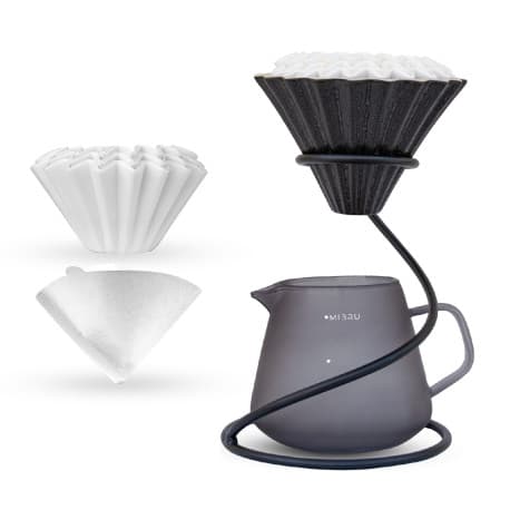 coffee drip set with metal holder and 185mm filter 5 in 1