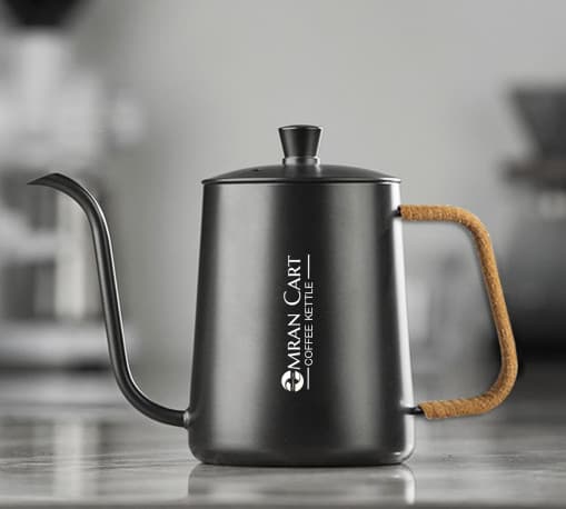 Omran Cart 600ml Pour Over Coffee Kettle, Stainless Steel with Heat-Proof Rope Handle, Long Gooseneck Spout, Thermometer Hole