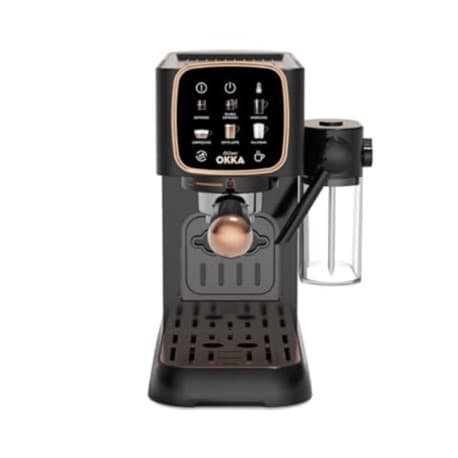 Arzum Okka OK0032 Semi-Auto Espresso Machine Black-Copper with Milk System, 15-Bar Pump, 4.3" Screen, Auto-Cleaning