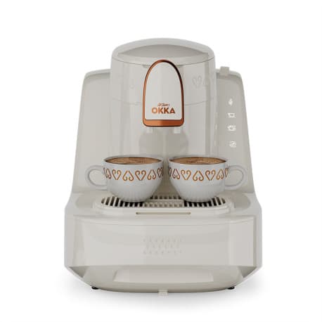 Arzum Okka Elite OK0040–04 Turkish Coffee Machine White/Copper with Slow & Fast Brewing, Direct-to-Cup, Self-Cleaning